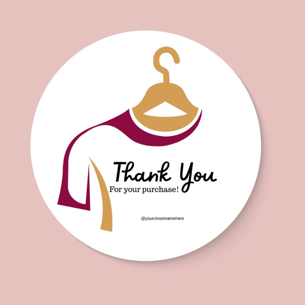 Clothing Hanger Thank You Round Stickers